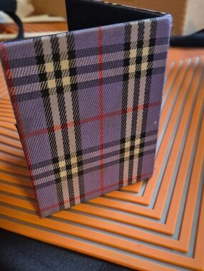 Source Unknown Purple Plaid Card Wallet with Black and Cream Accents